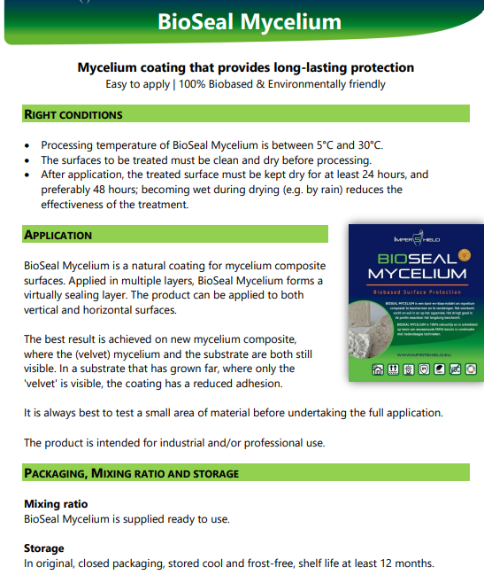Bioseal mycelium coating